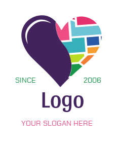 arts logo heart shape collage of love art