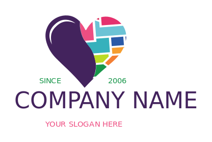 arts logo heart shape collage of love art