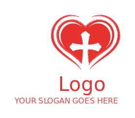 medical logo heart shape with cross in center 