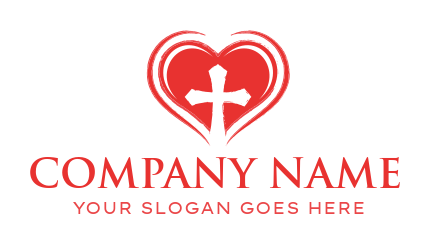 make a medical logo heart shape with red cross in center 