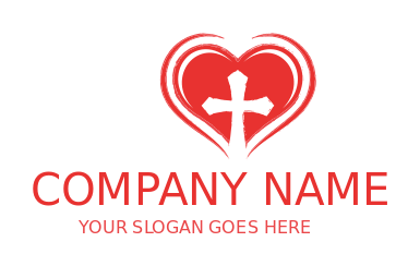 medical logo heart shape with cross in center 