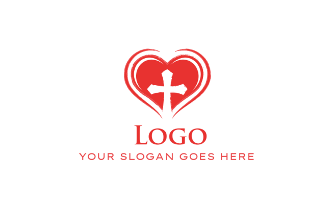 make a medical logo heart shape with red cross in center 