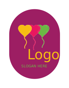 party planner logo heart shaped balloons