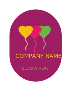 party planner logo heart shaped balloons