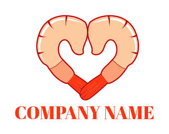 heart logo of prawn seafood logo maker