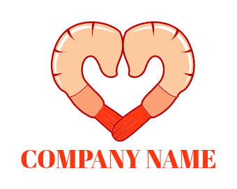 seafood restaurant logo template prawn forming heart