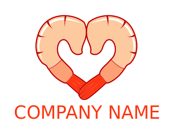 seafood restaurant logo template prawn forming heart