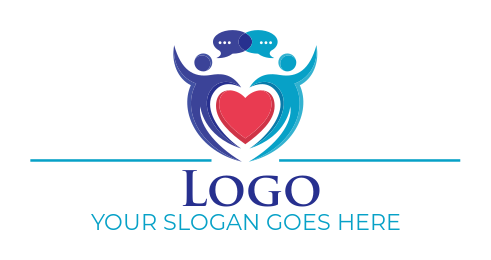 dating logo heart with abstract figures