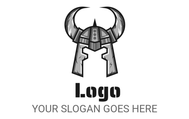 sports logo icon viking helmet with horns