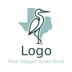 heron line art logo in Texas map