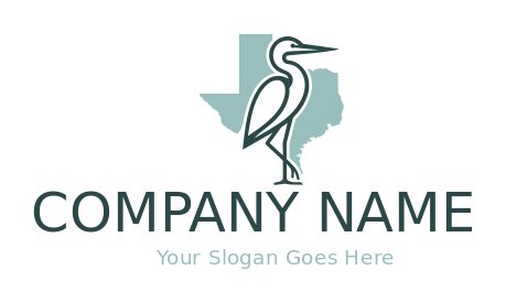 heron line art logo in Texas map
