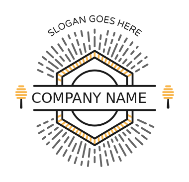 bee farming logo honey with dippers on side 