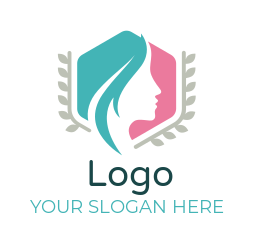 cosmetology logo school girl in hexagon