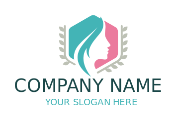 cosmetology logo school girl in hexagon