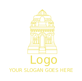 religious logo template line art Hindu temple