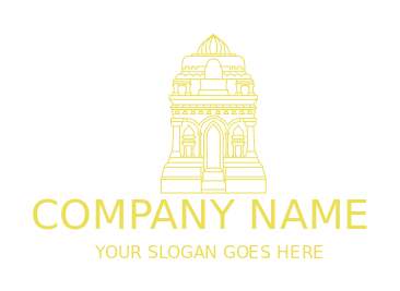 religious logo template line art Hindu temple