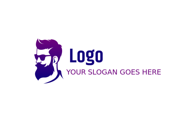 fashion logo online hipster person with beard and long mustaches 