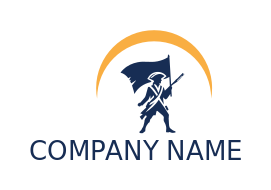 historic American soldier holding flag