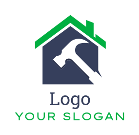 home remodeling icon merged with negative space hammer