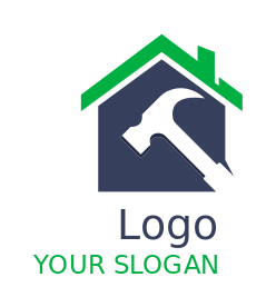 home remodeling logo house behind hammer