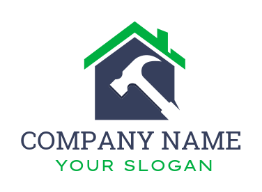 home remodeling logo house behind hammer