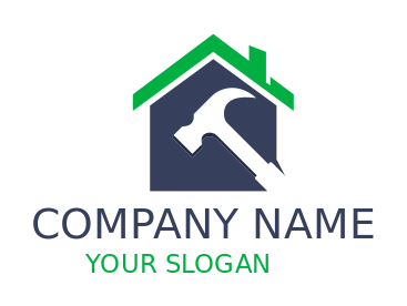 home remodeling logo house behind hammer
