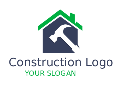home remodeling logo house behind hammer