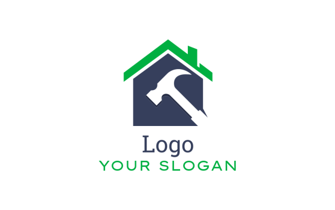 home remodeling icon merged with negative space hammer