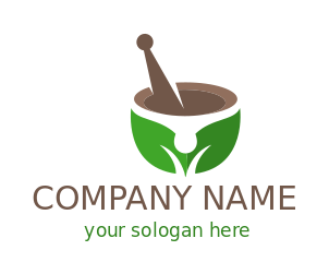 medical logo homeopathic mortar and pestle