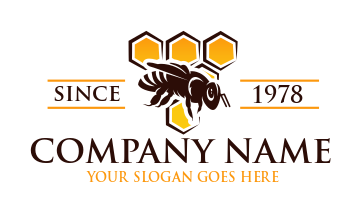 animal logo honey bee and honey comb