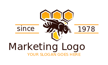 animal logo honey bee and honey comb