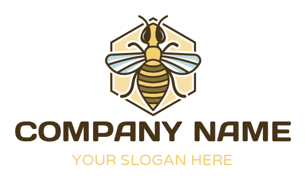 animal logo honey bee inside hexagon