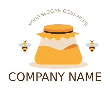 bee farming logo honey jar with insects flying