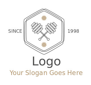 bee farming logo honey dippers inside hexagon