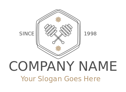 bee farming logo honey dippers inside hexagon