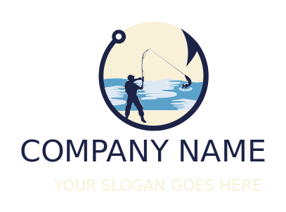 sport logo online man fishing near sea