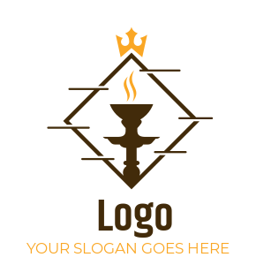 hookah shop logo crown on diamond shape