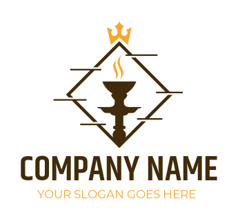 hookah shop logo crown on diamond shape