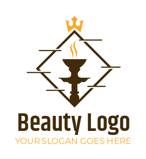 hookah shop logo crown on diamond shape