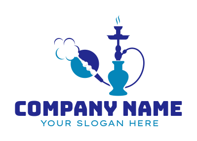 Hookah or sheesha blowing smoke logo concept