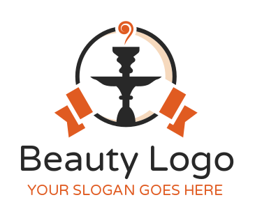 hookah logo icon in circle with ribbons