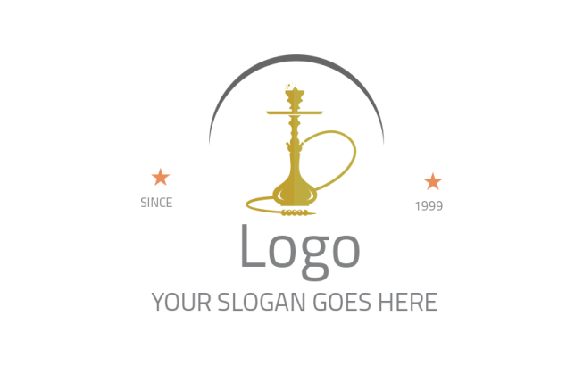 Create a logo of hookah with arc above 