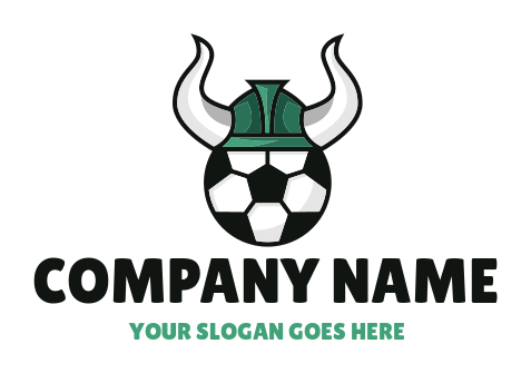 sports logo soccer ball wearing horned helmet