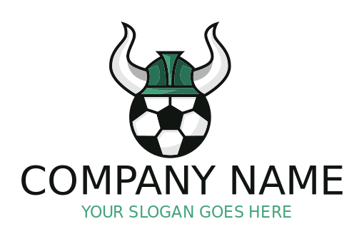 sports logo soccer ball wearing horned helmet