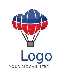 travel logo hot air balloon forming clouds