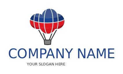 travel logo hot air balloon forming clouds