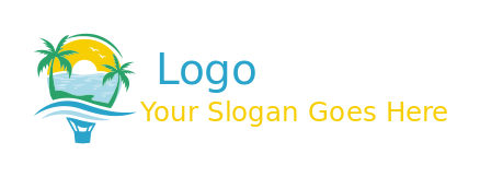 travel logo hot air balloon with landscape