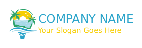 travel logo hot air balloon with landscape