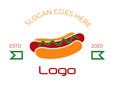 restaurant logo hotdog in bun with green sauce