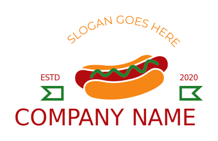 restaurant logo hotdog in bun with green sauce